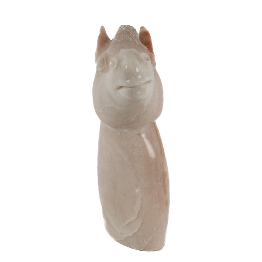 Pink Marble Carved Horse Head Bust-2