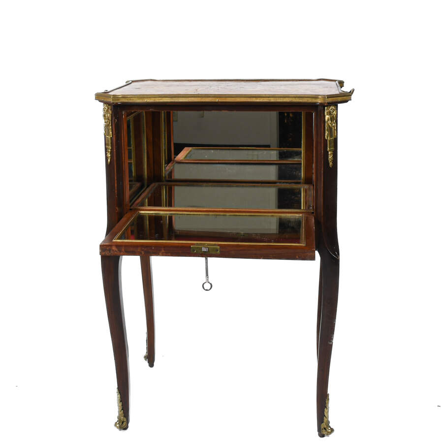 Antique French Napoleon III Mahogany Mirrored Cabinet with a Marble Top-5