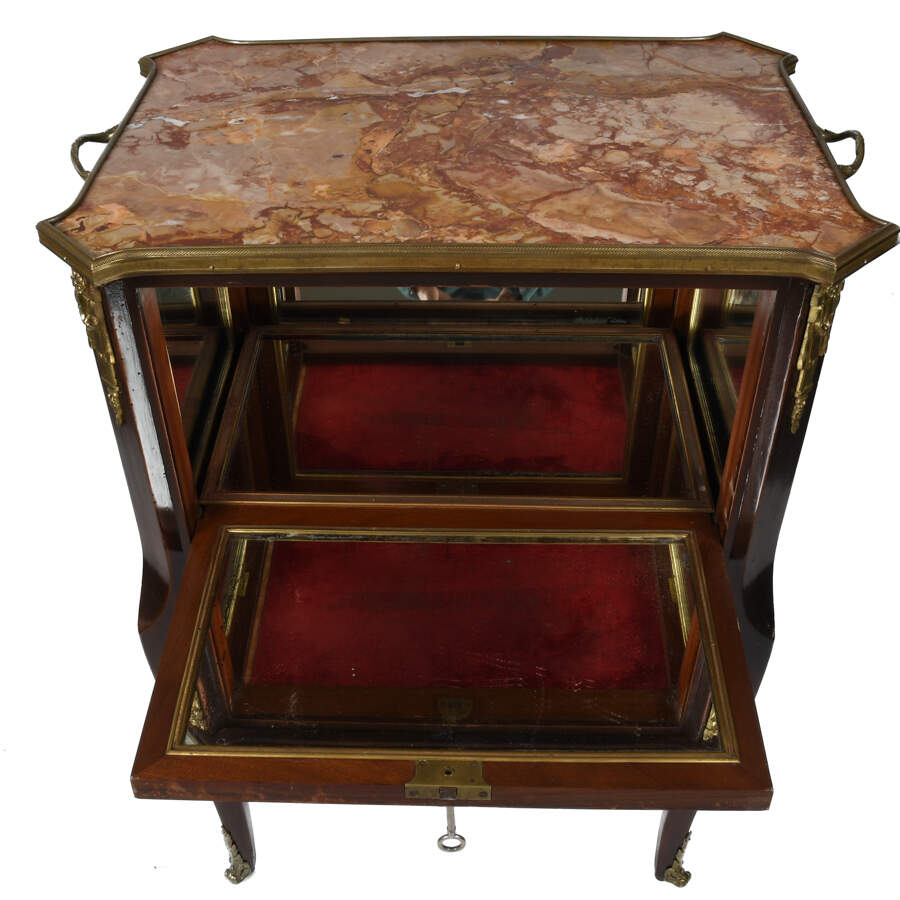 Antique French Napoleon III Mahogany Mirrored Cabinet with a Marble Top-4