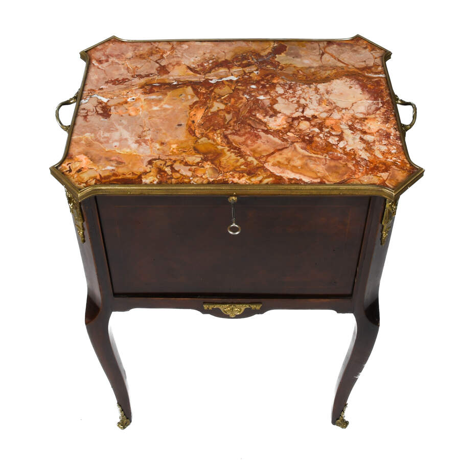 Antique French Napoleon III Mahogany Mirrored Cabinet with a Marble Top-3