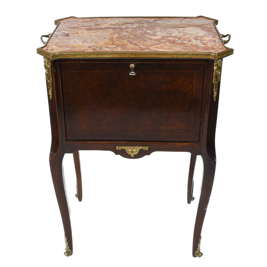 Antique French Napoleon III Mahogany Mirrored Cabinet with a Marble Top-2