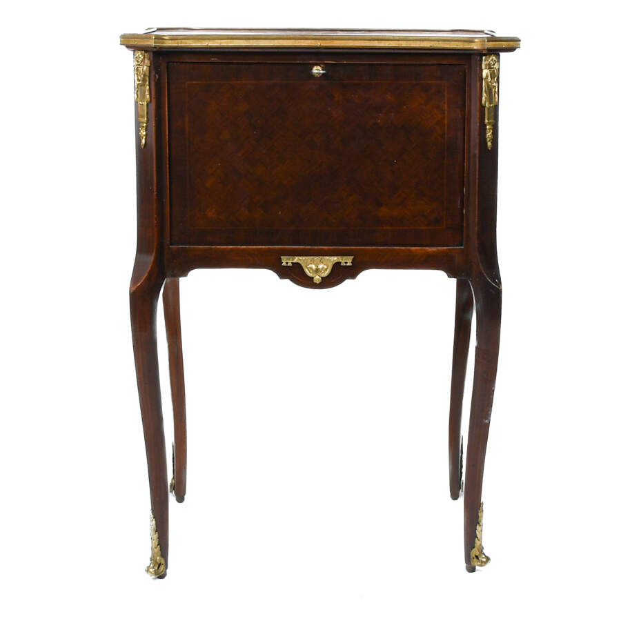 Antique French Napoleon III Mahogany Mirrored Cabinet with a Marble Top-1