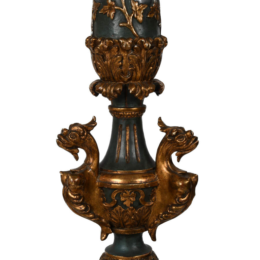 Magnificent Pedestal with Dragons and Gilt Wood-2