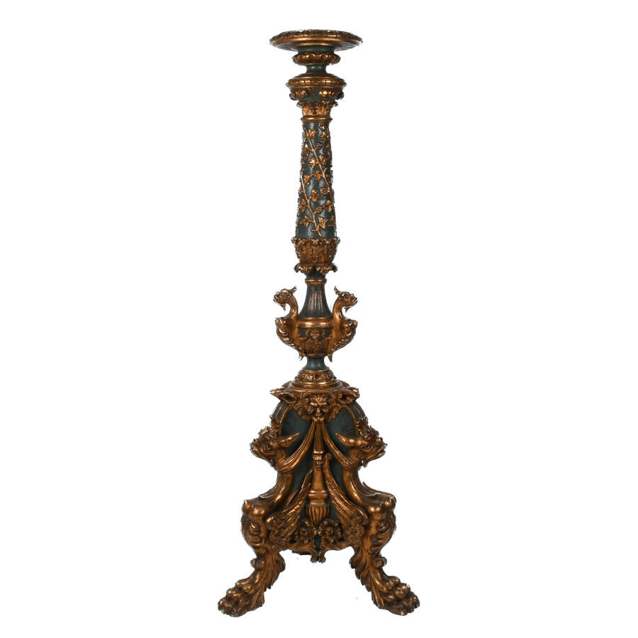 Magnificent Pedestal with Dragons and Gilt Wood-1