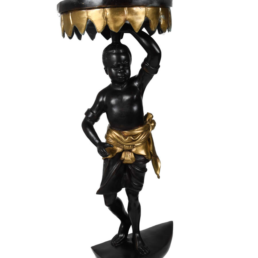 Pair of Bronze and Gilt Blackamoor Plant Stands-2