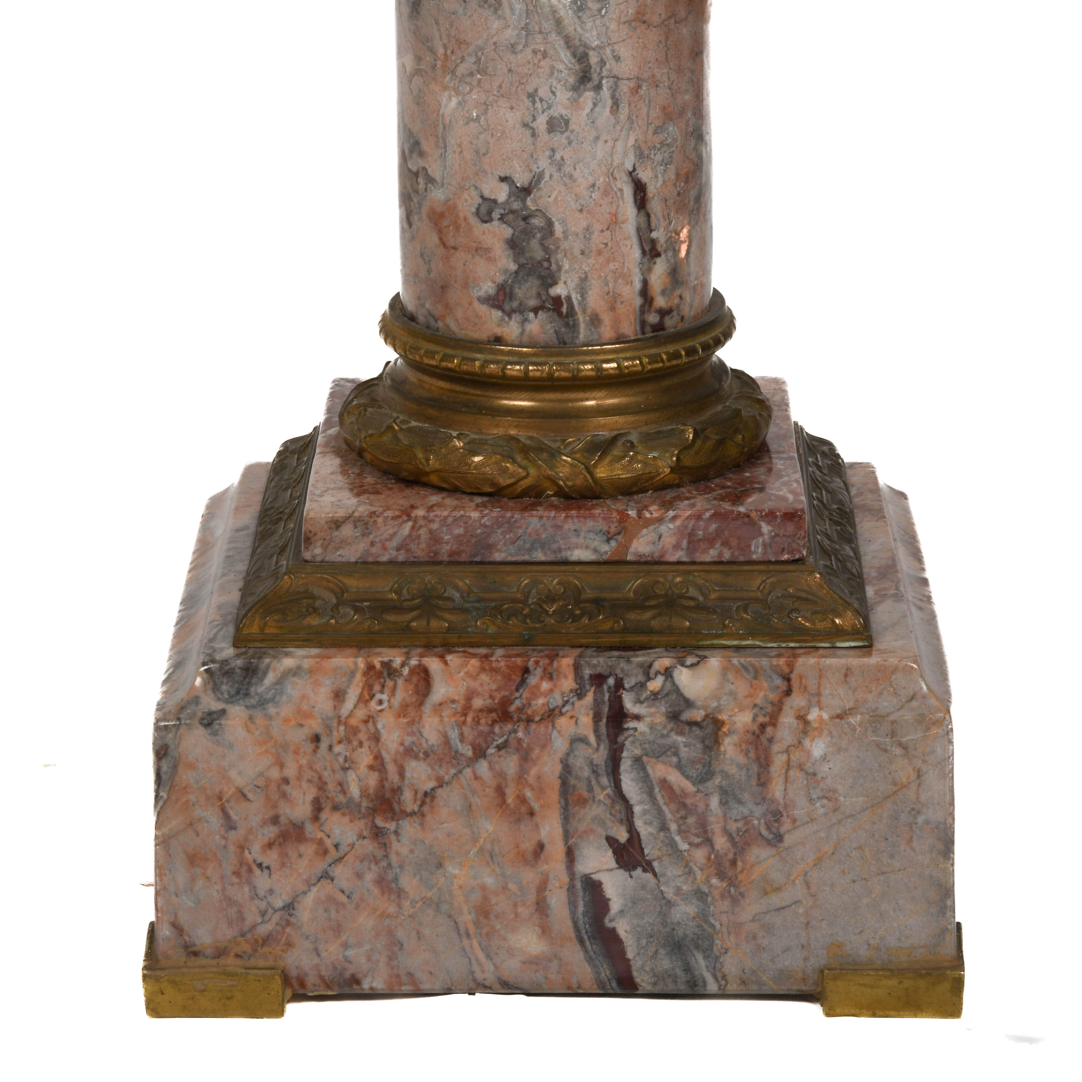 Carved Rouge Marble and Ormolu Pedestal-4
