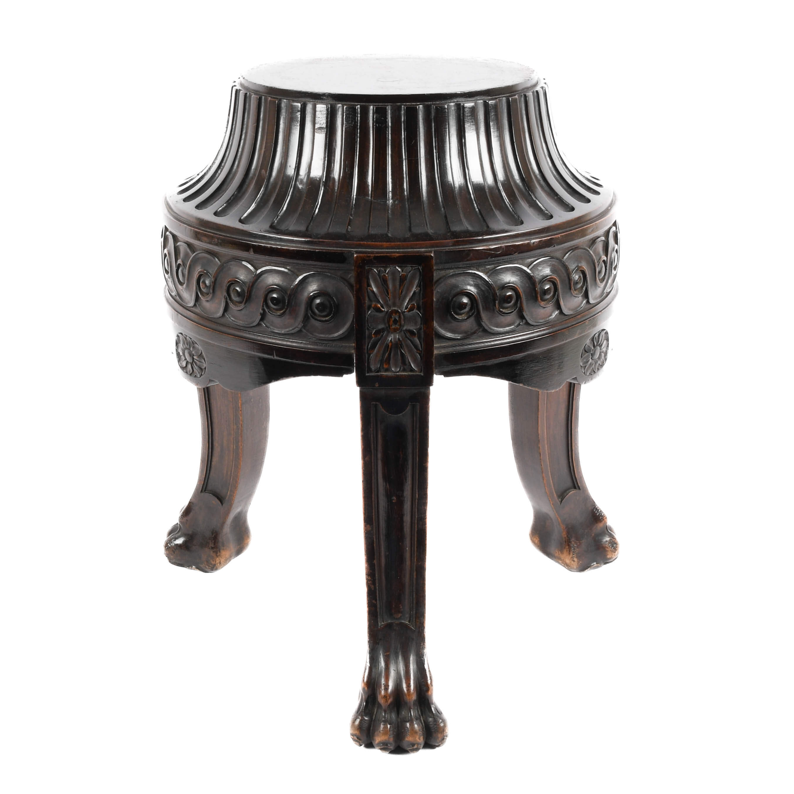 Antique Wood Hairy Paw Footed Display Stand-3