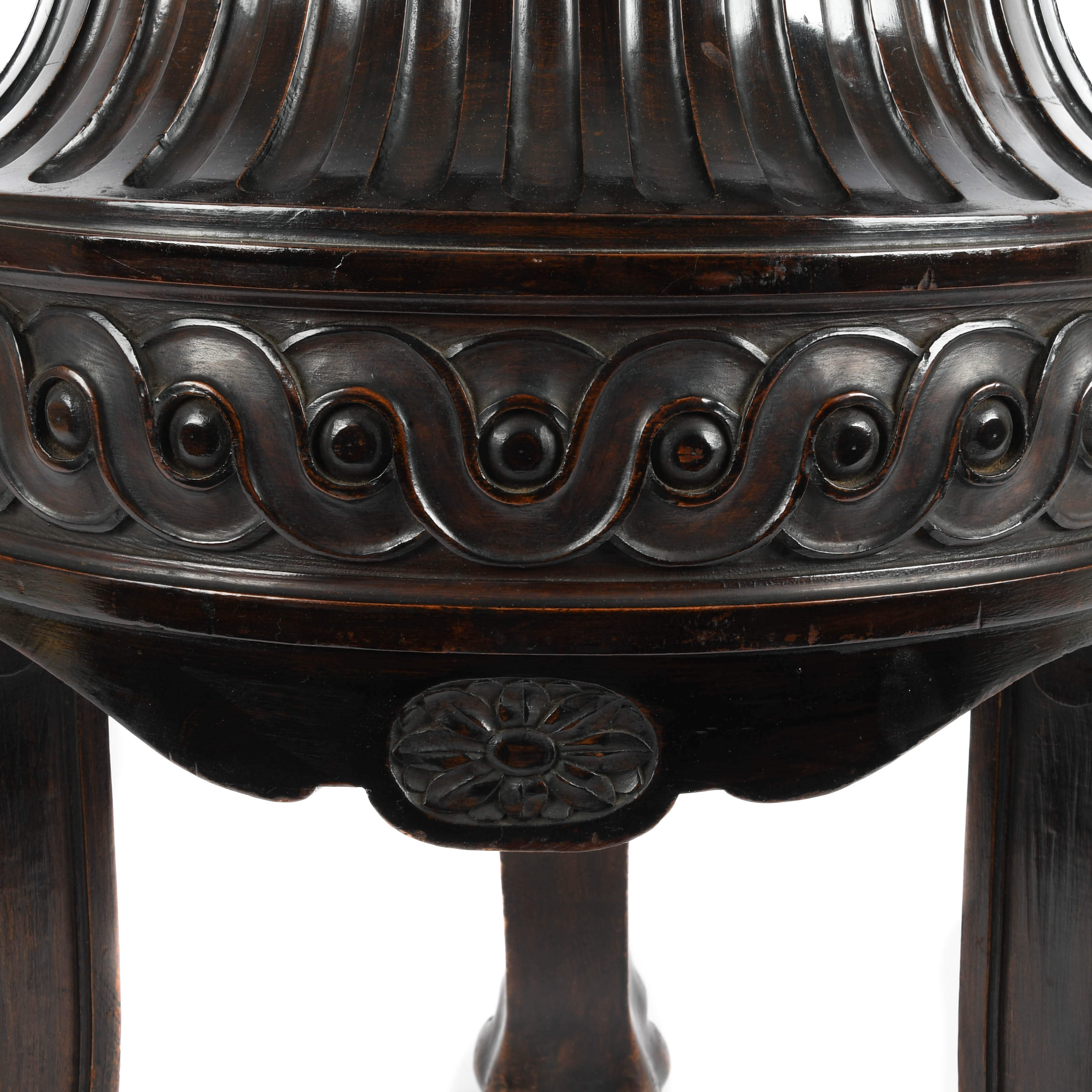 Antique Wood Hairy Paw Footed Display Stand-2