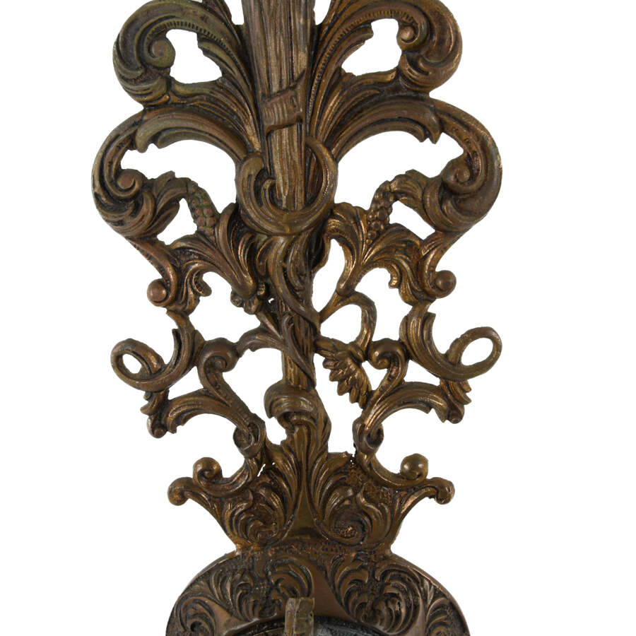 Antique Oversized Brass Ornate Wall Sconce-5
