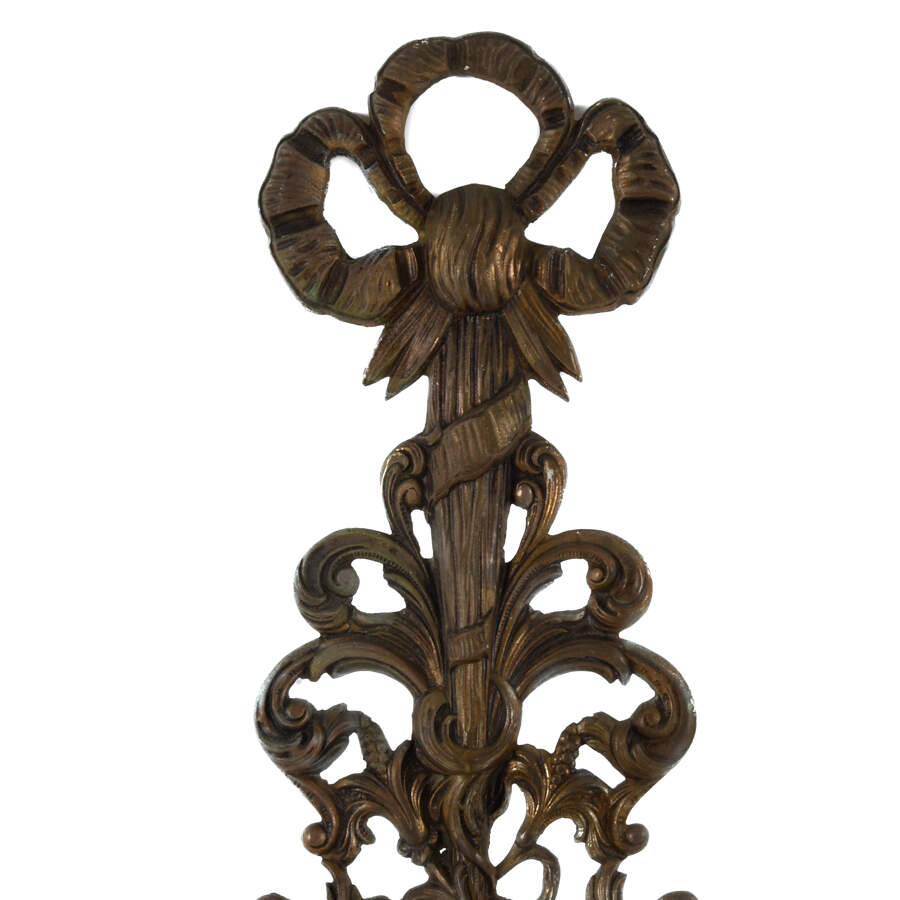 Antique Oversized Brass Ornate Wall Sconce-2