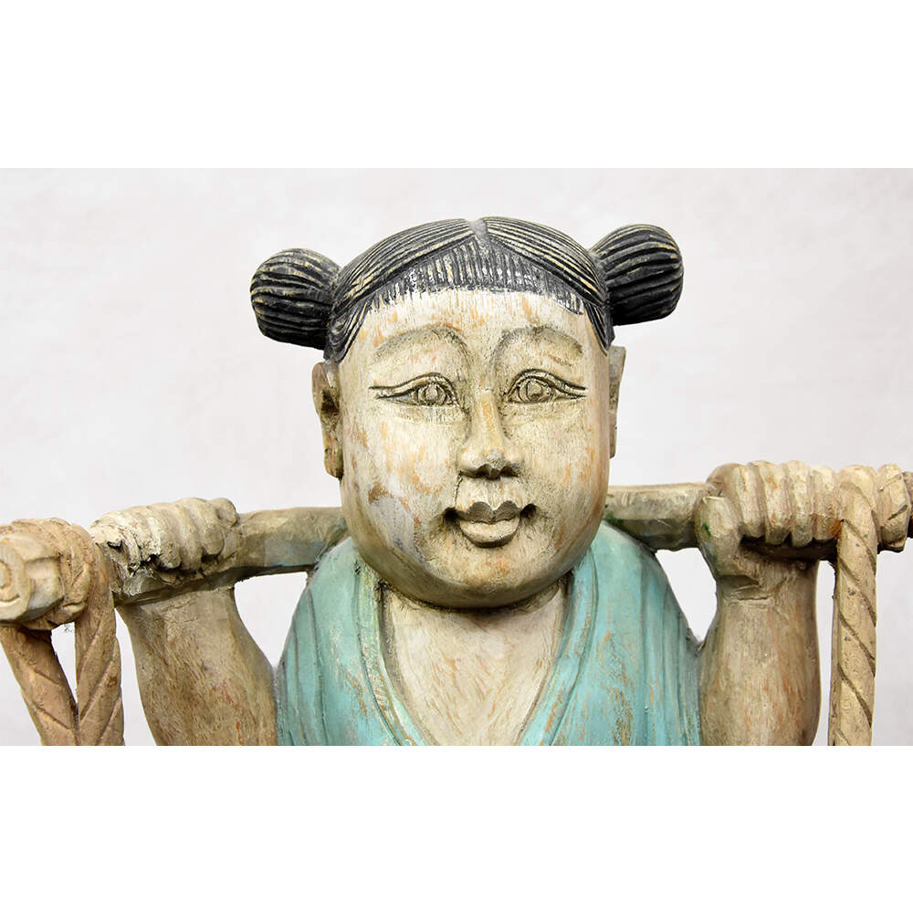 Hand-Carved Wooden Market Bound Villagers-6