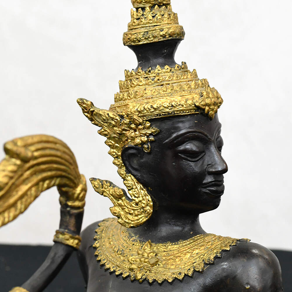 Gilded Bronze Burmese Manussiha Statue-7