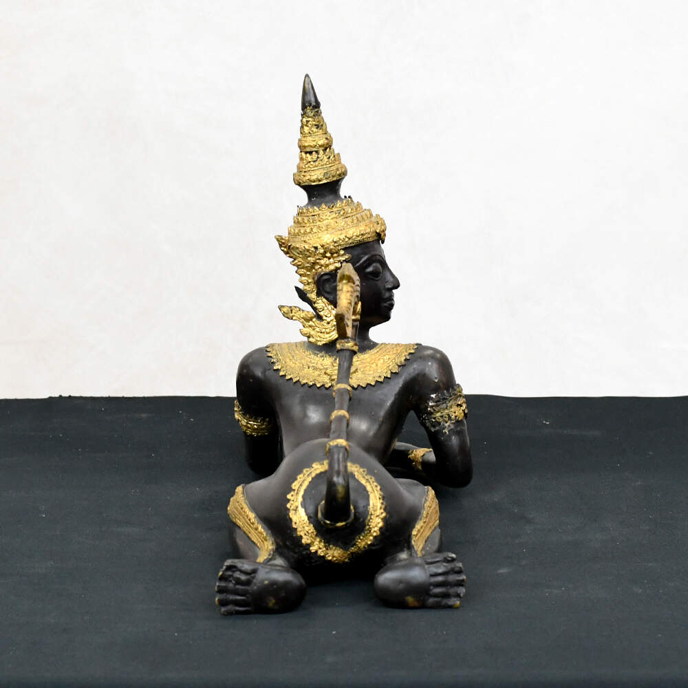 Gilded Bronze Burmese Manussiha Statue-5