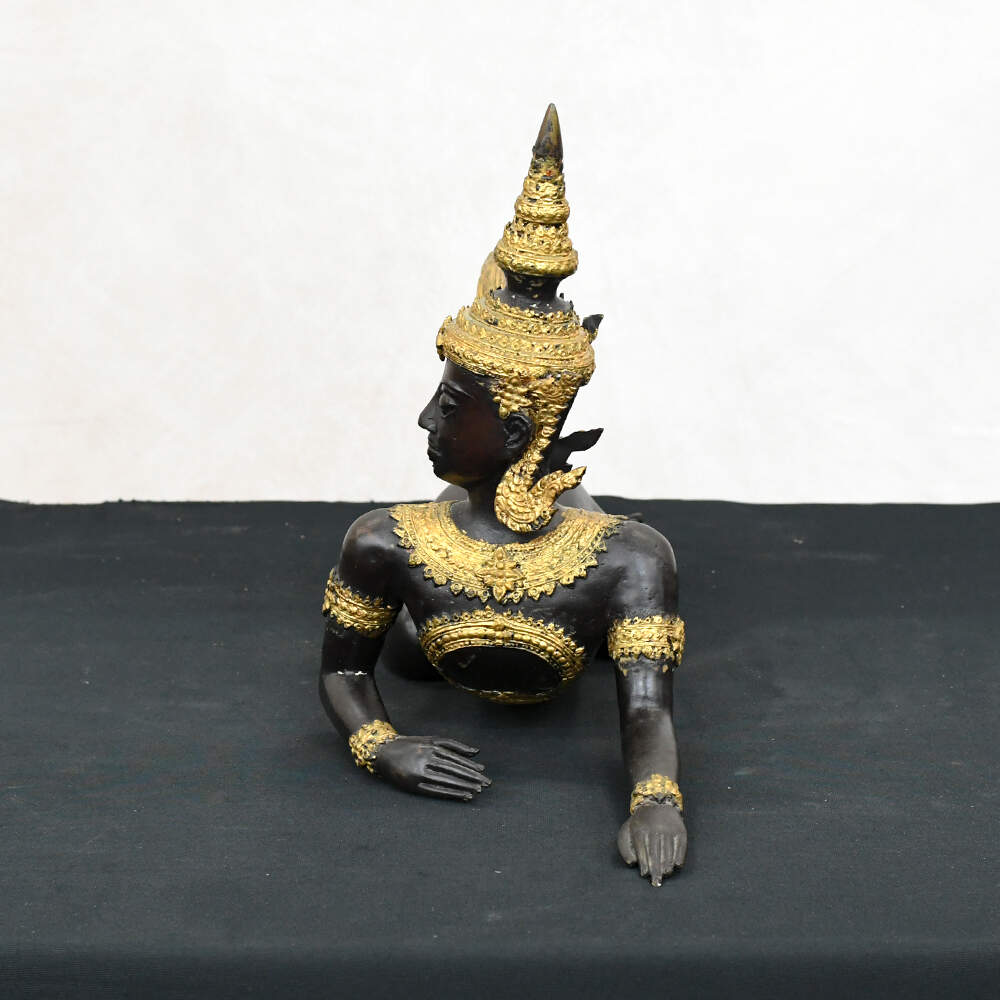 Gilded Bronze Burmese Manussiha Statue-3