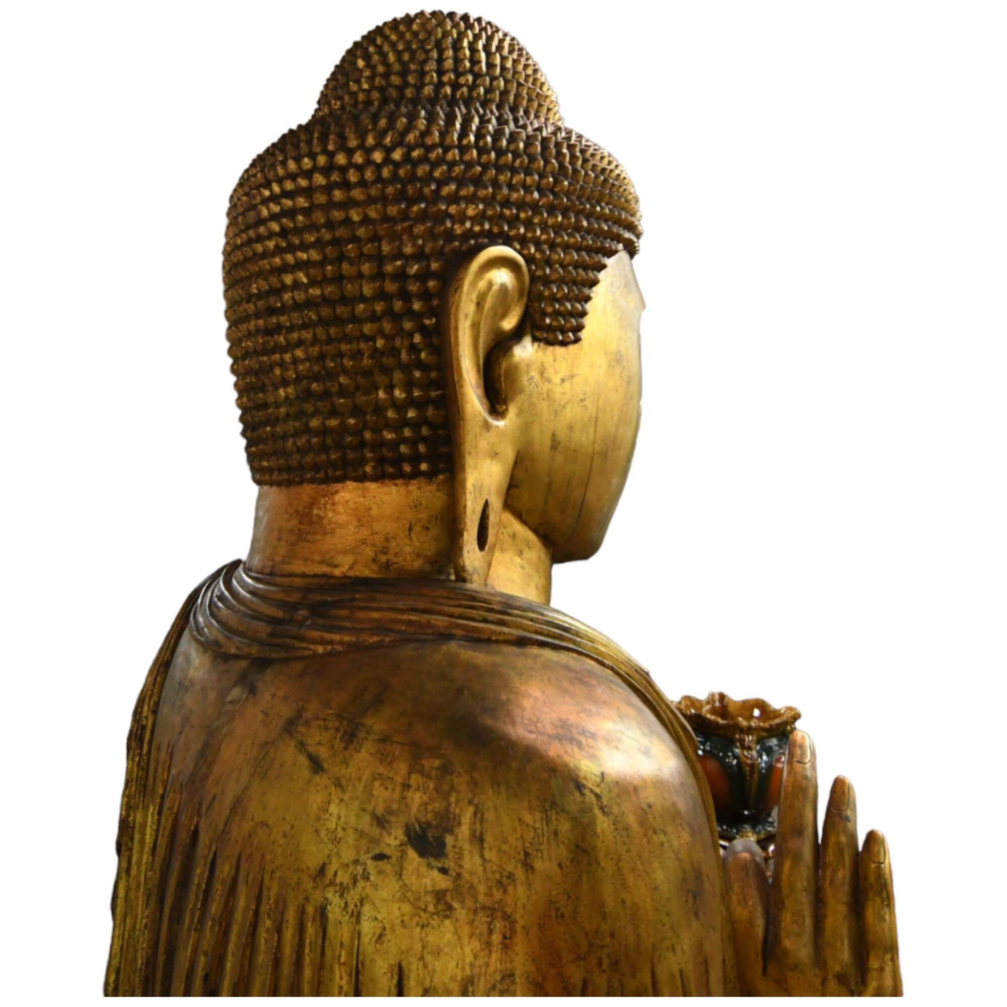 Gigantic Carved Wooden Buddha Statue-8