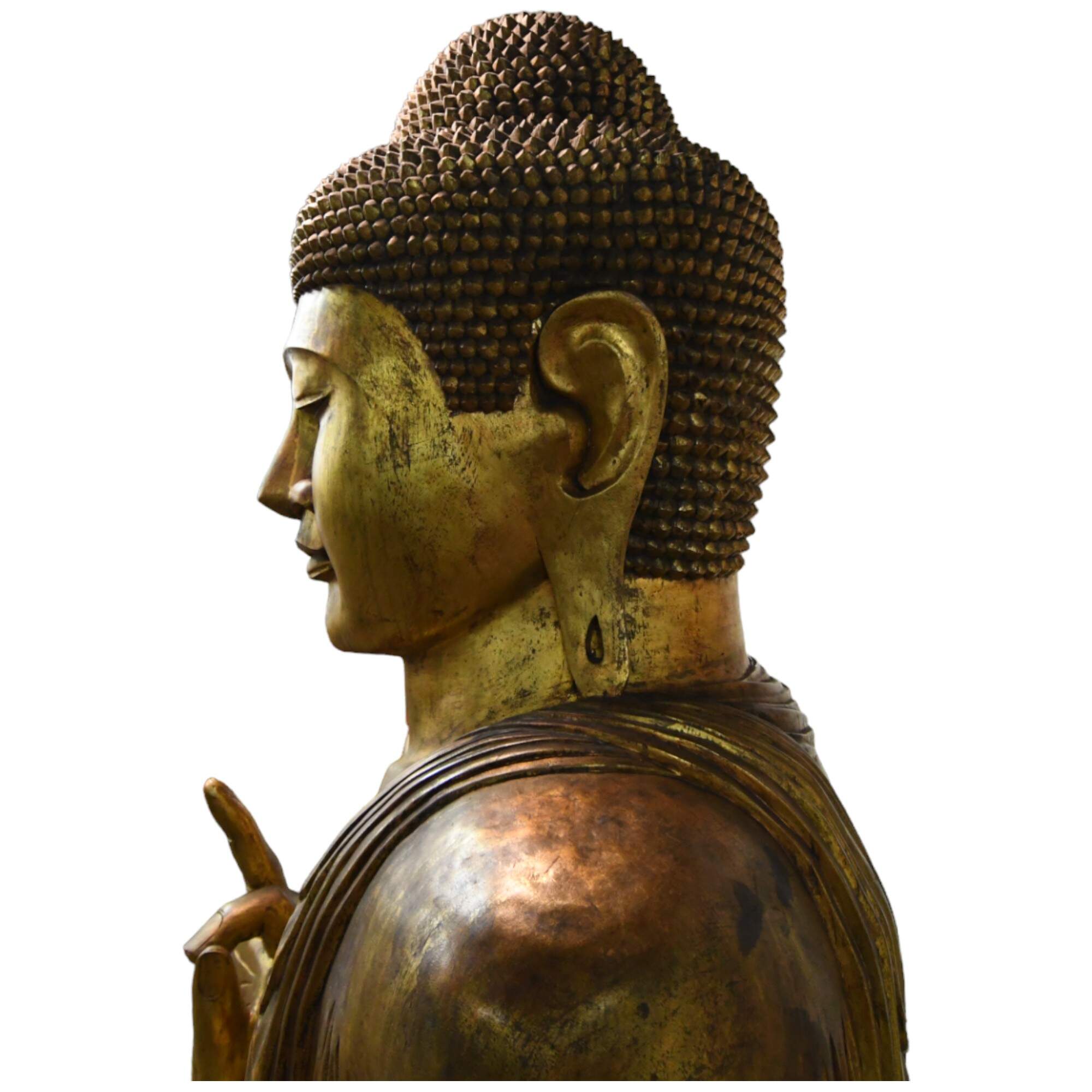 Gigantic Carved Wooden Buddha Statue-7