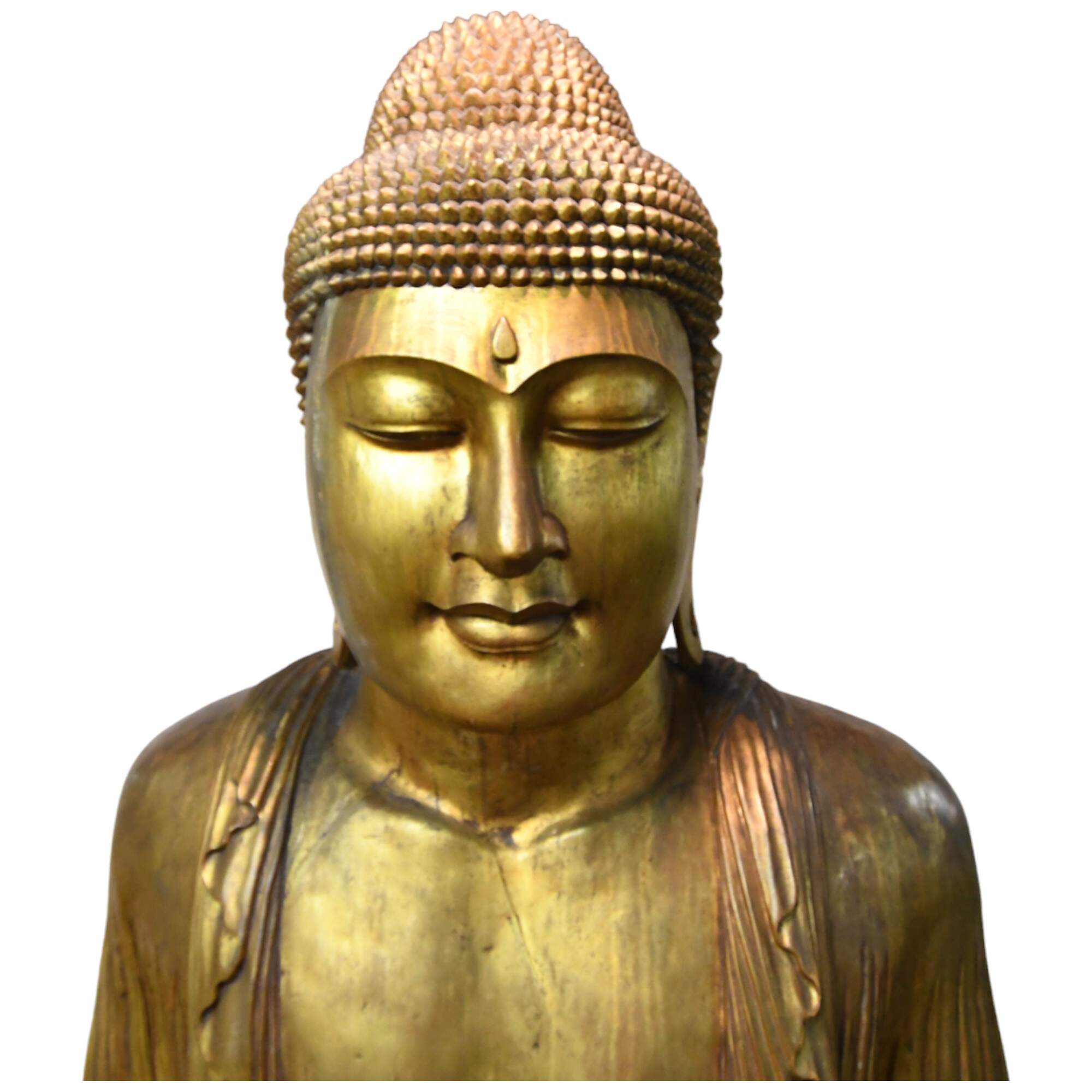 Gigantic Carved Wooden Buddha Statue-5