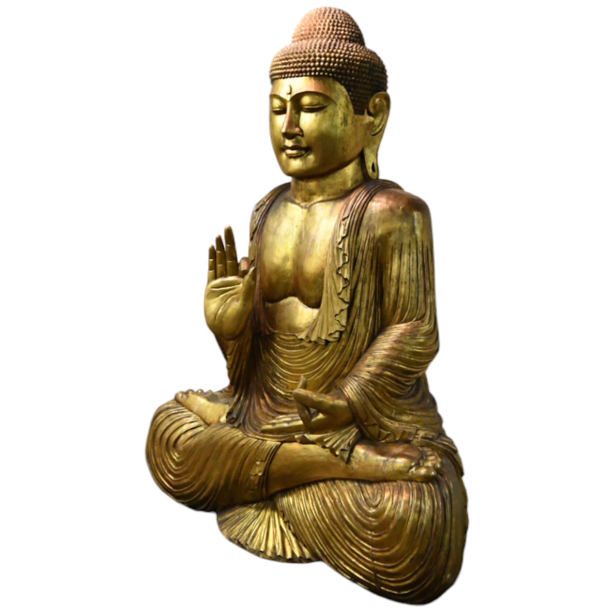 Gigantic Carved Wooden Buddha Statue-4
