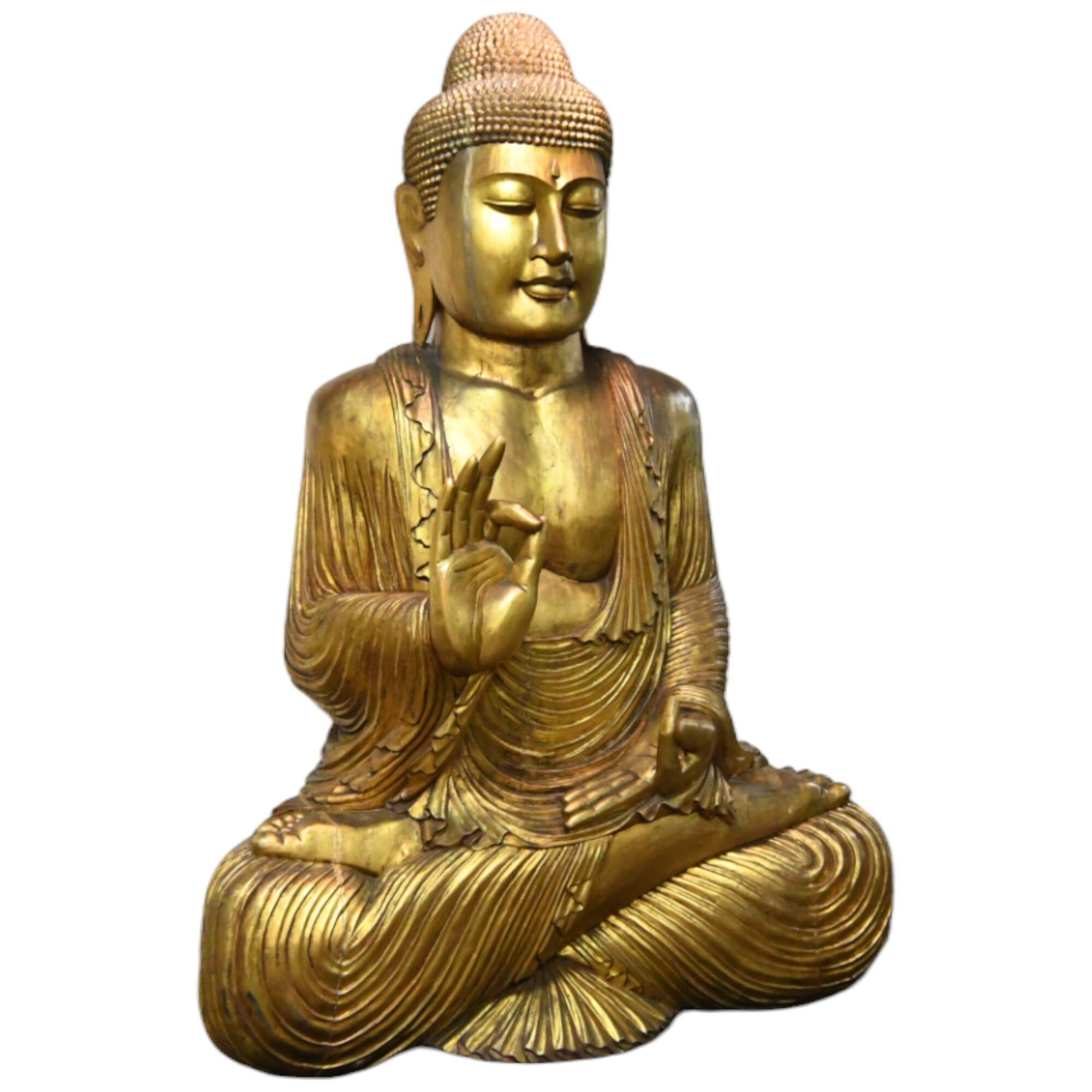 Gigantic Carved Wooden Buddha Statue-3