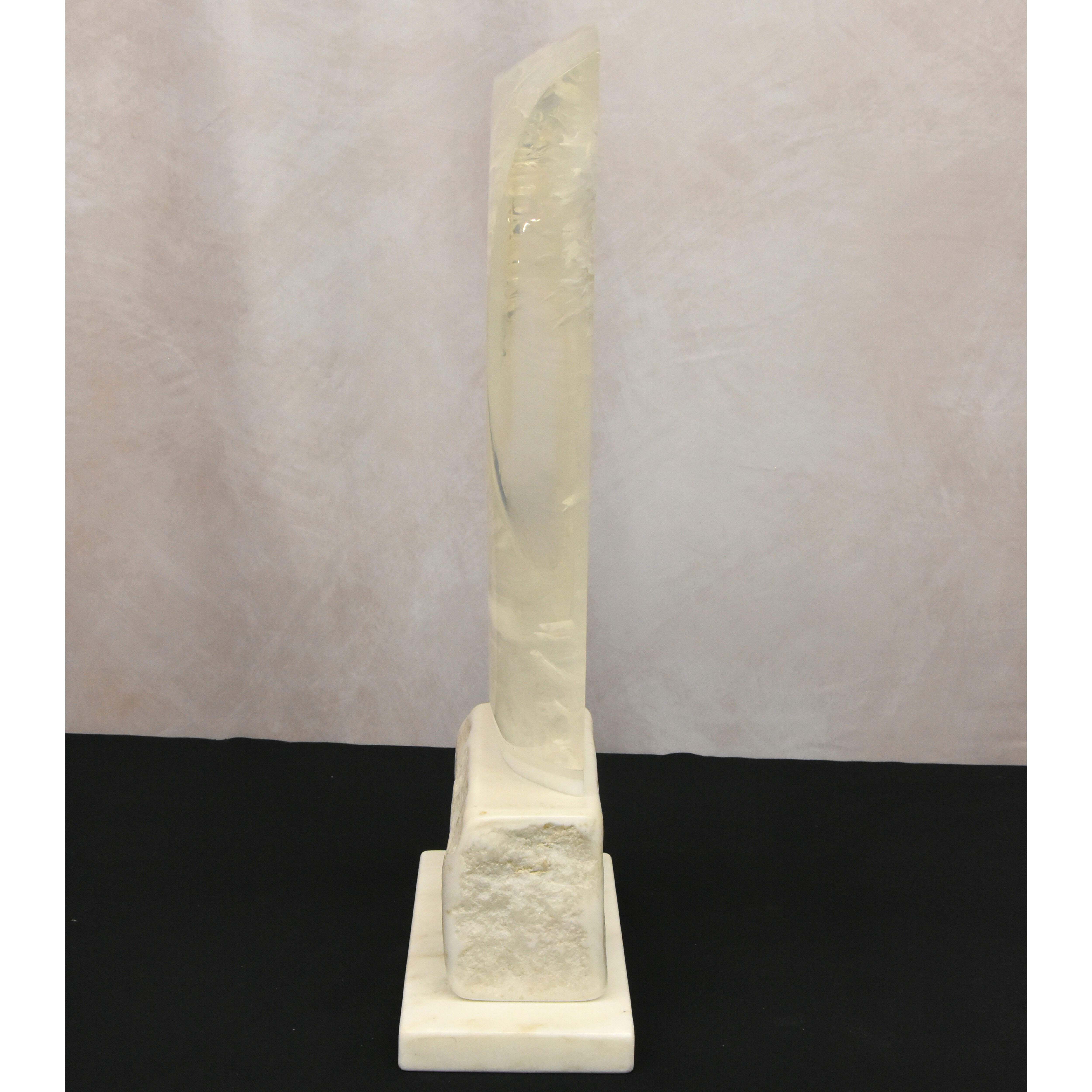 Signed Born Lucite Owl Sculpture on Marble Base-3