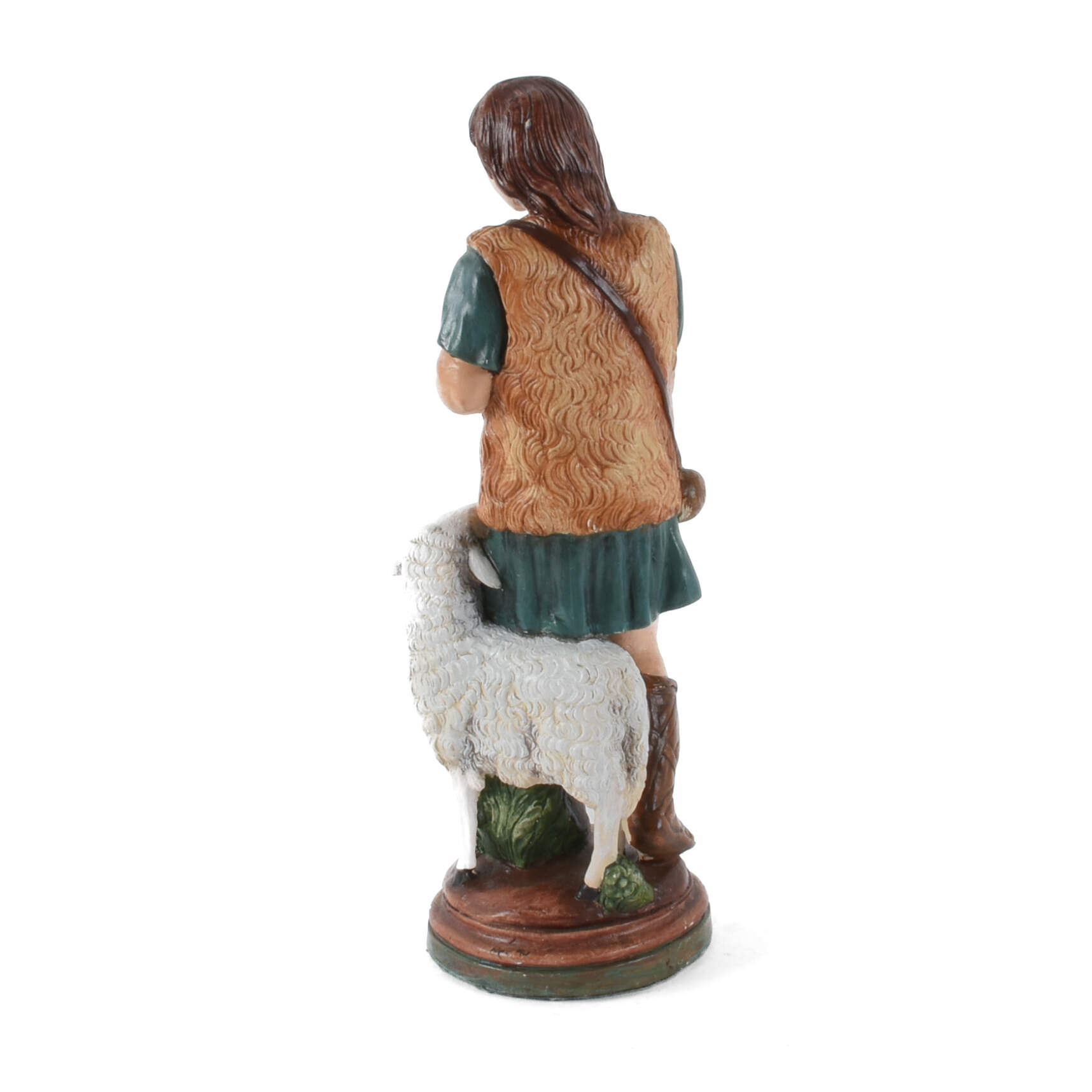 Painted Nativity Shepard and Lambs Figure-3