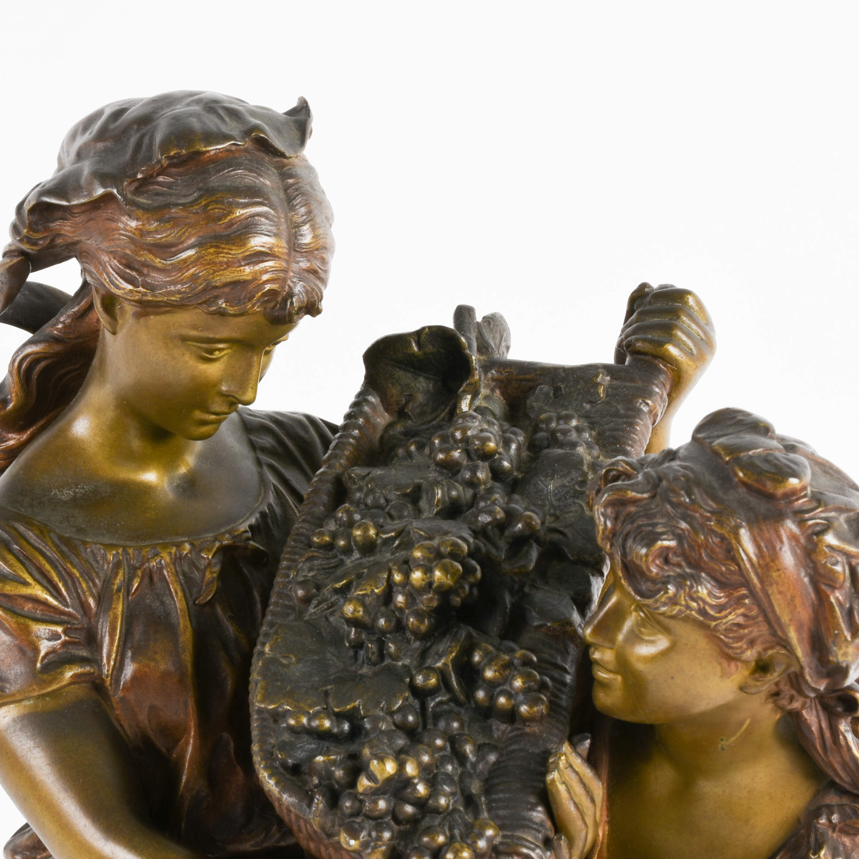 Antique "Les Vendanges" Spelter Sculpture After Hippolyte Moreau-5
