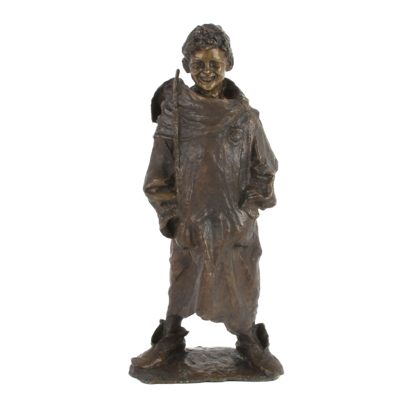 Antique Bronze Smiling Lad Statue-1
