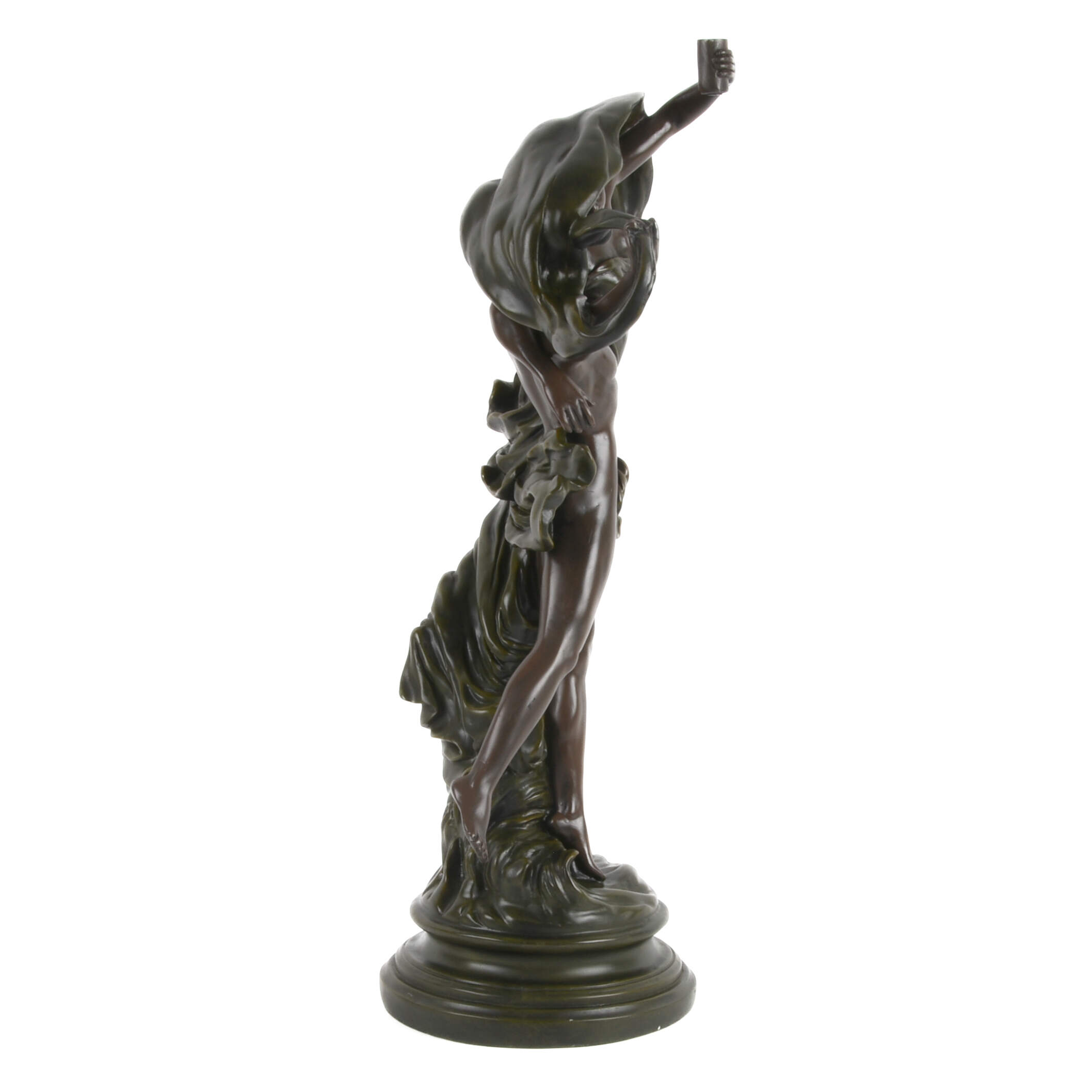 Art Nouveau-Style Painted Resin Statue "La Danse" After Eugene Marioton-4
