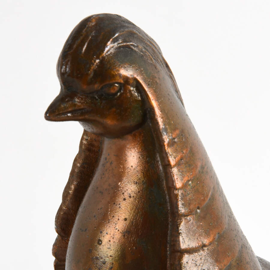 Art Deco Pheasant Mantel Sculpture on Marble Base-5