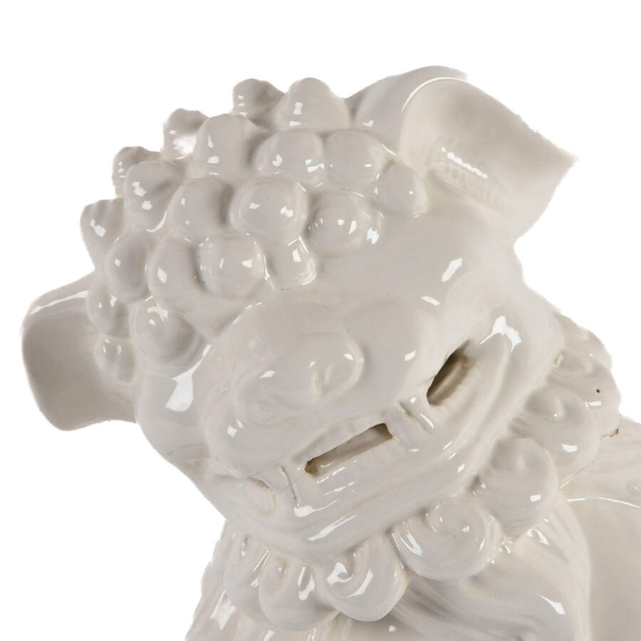 Blanc De Chine Imperial Lion on Black Pedestal Base-5