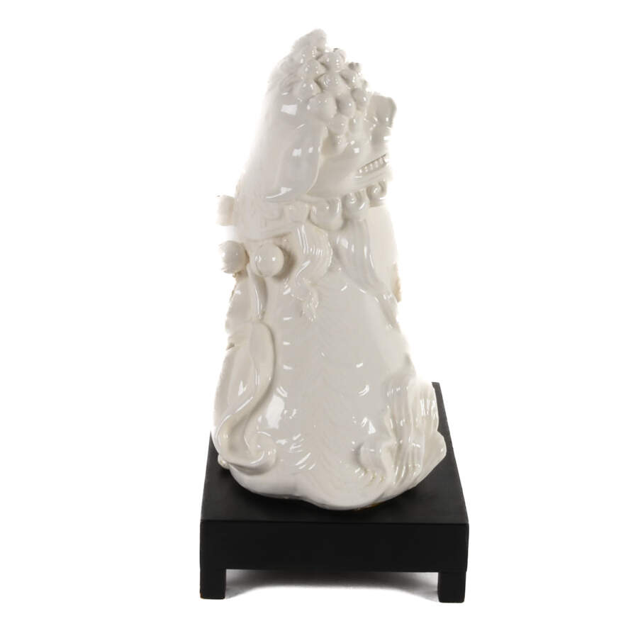 Blanc De Chine Imperial Lion on Black Pedestal Base-4