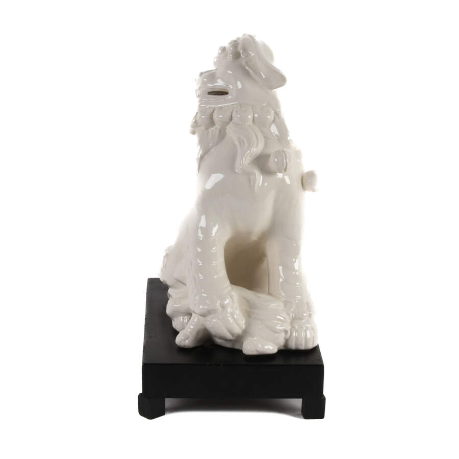 Blanc De Chine Imperial Lion on Black Pedestal Base-2