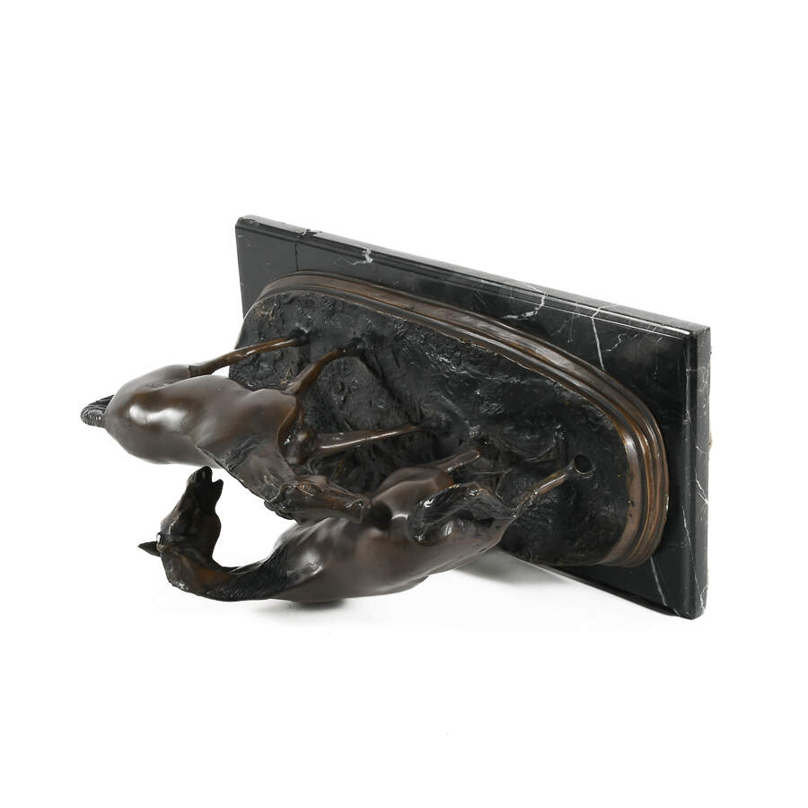 Metal Horses Sculpture on Marble Stand-15
