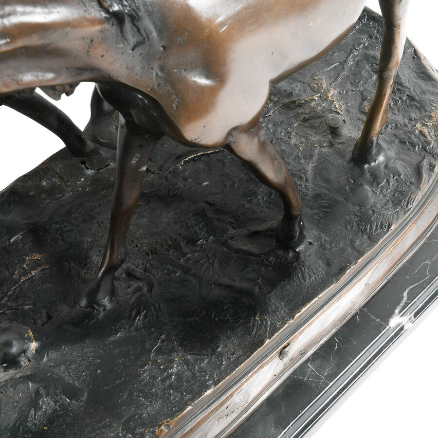 Metal Horses Sculpture on Marble Stand-12