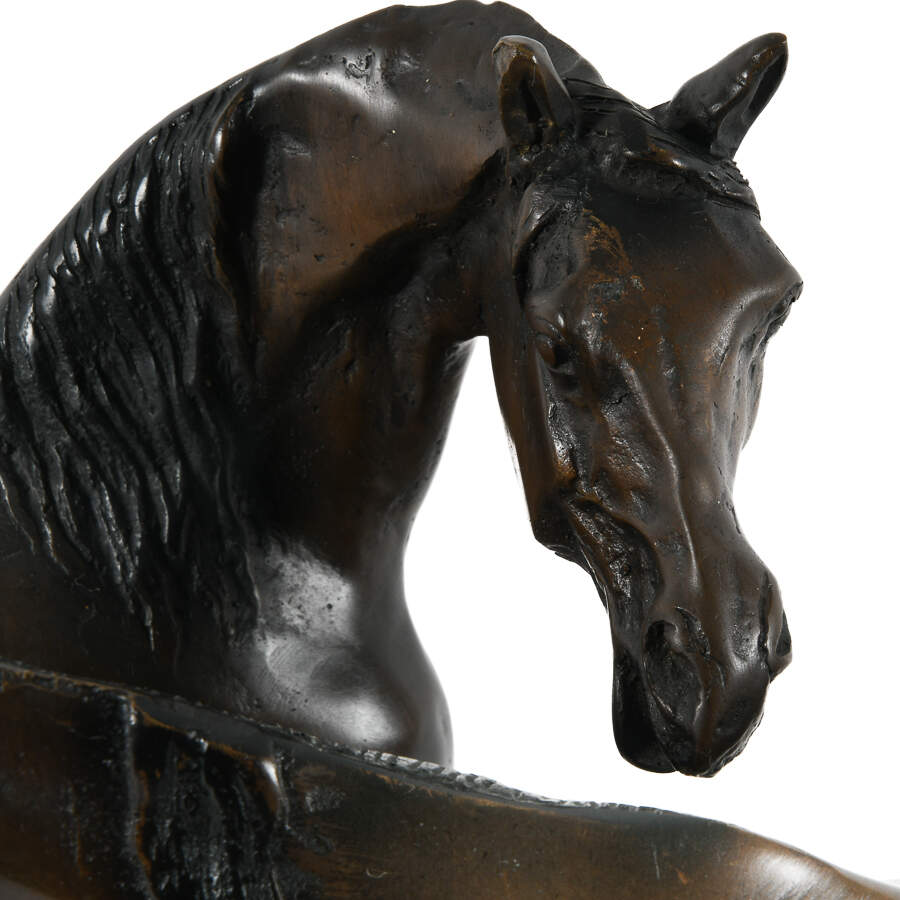 Metal Horses Sculpture on Marble Stand-3