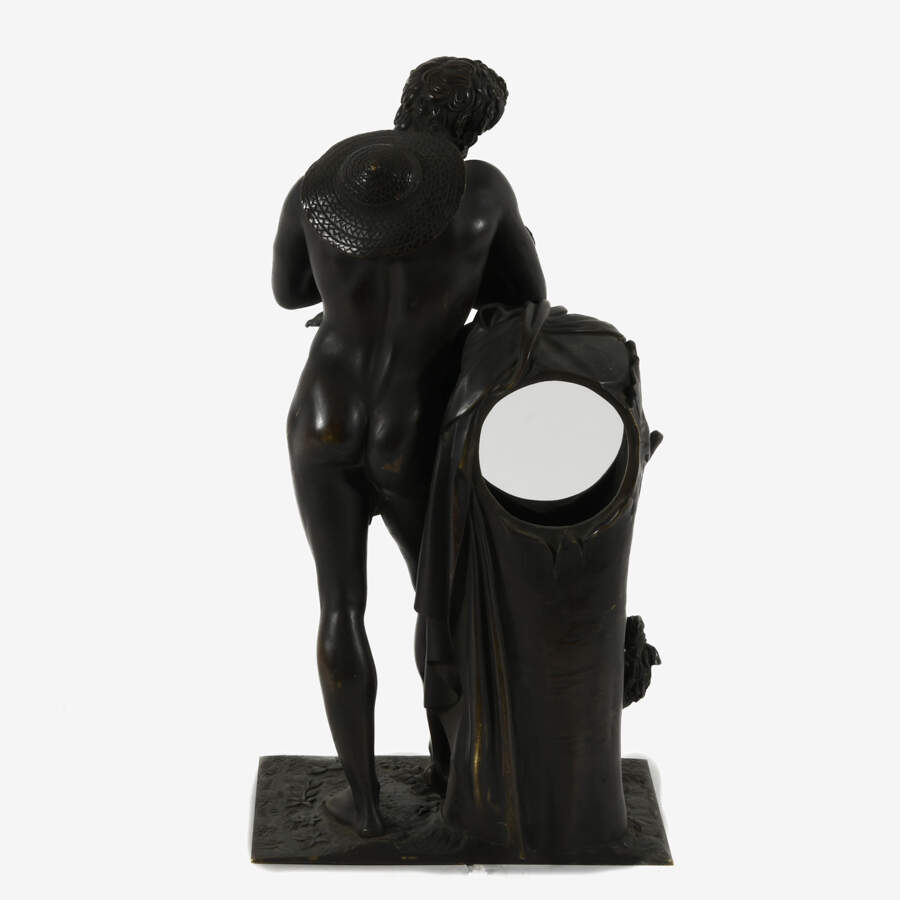 Antique Bronze Silenus Feeding Young Bacchus Sculpture-11