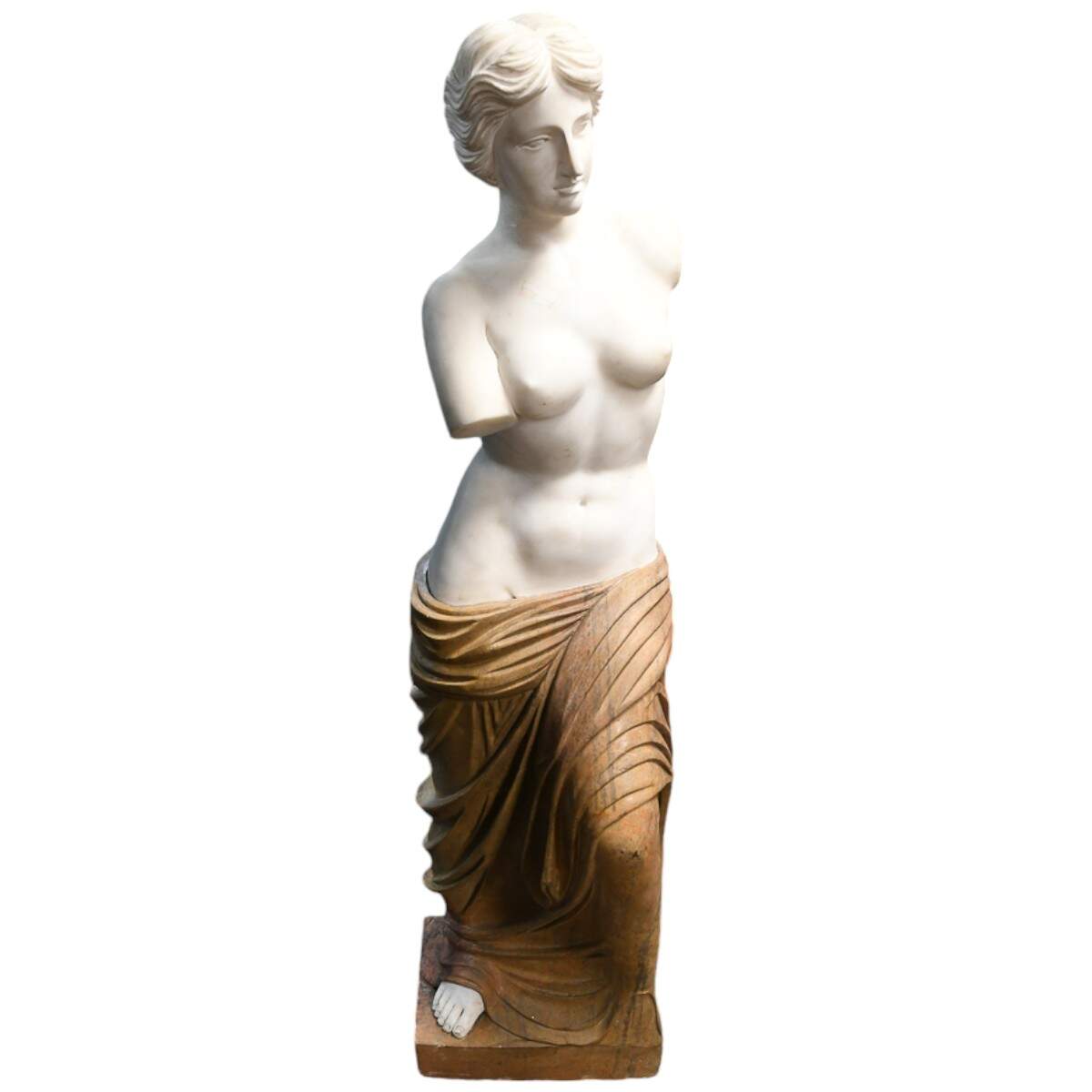 Two-Tone Marble Greek-Style Armless Female Statue-5