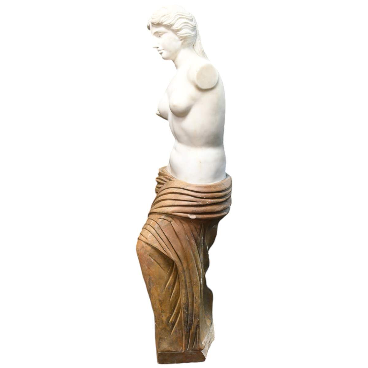 Two-Tone Marble Greek-Style Armless Female Statue-4