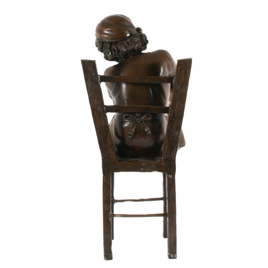 Bronze Sculpture After Corrado Betta Titled "Girl on a Chair"-7
