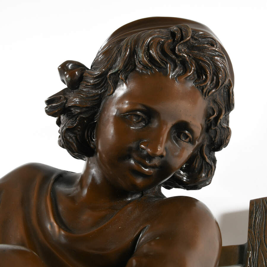 Bronze Sculpture After Corrado Betta Titled "Girl on a Chair"-4