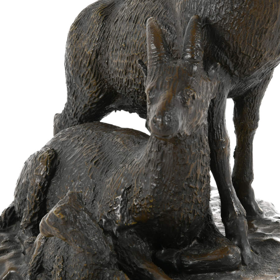 Lost Wax Cast Ibex Family Bronze Sculpture-7