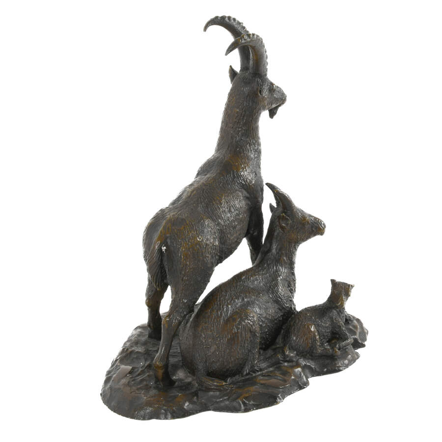 Lost Wax Cast Ibex Family Bronze Sculpture-5