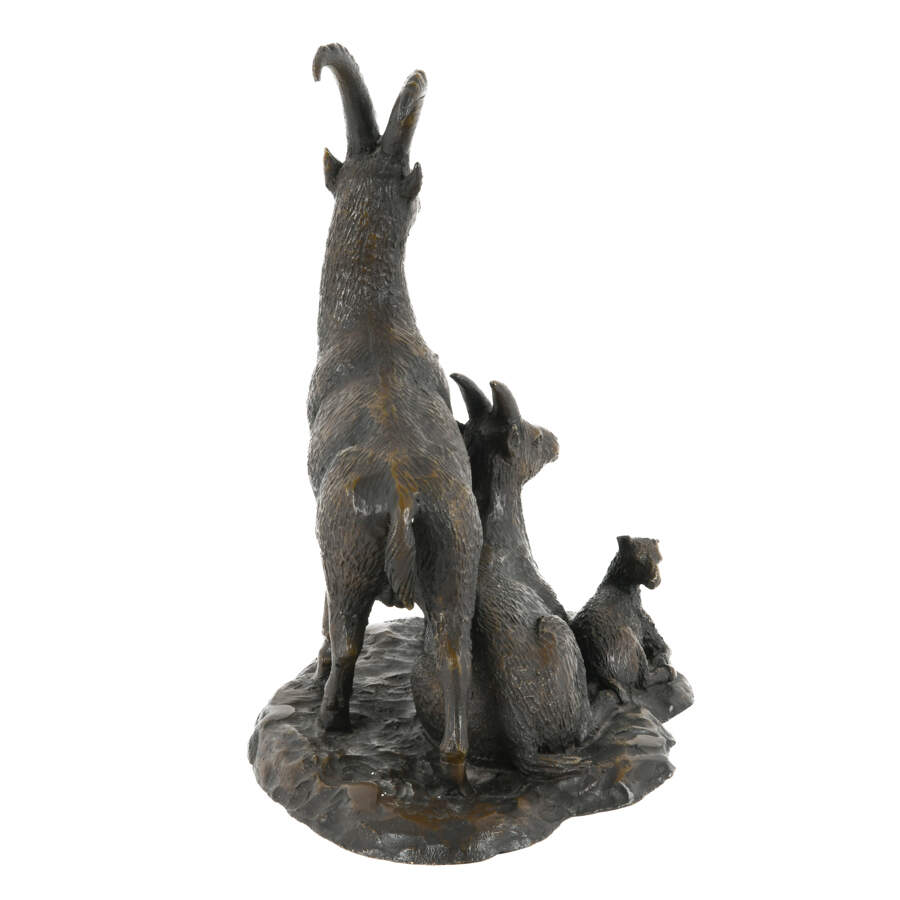 Lost Wax Cast Ibex Family Bronze Sculpture-4