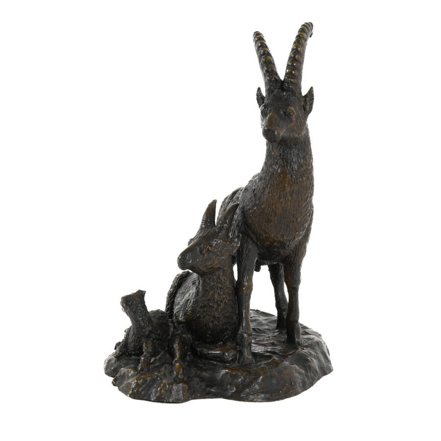 Lost Wax Cast Ibex Family Bronze Sculpture-2