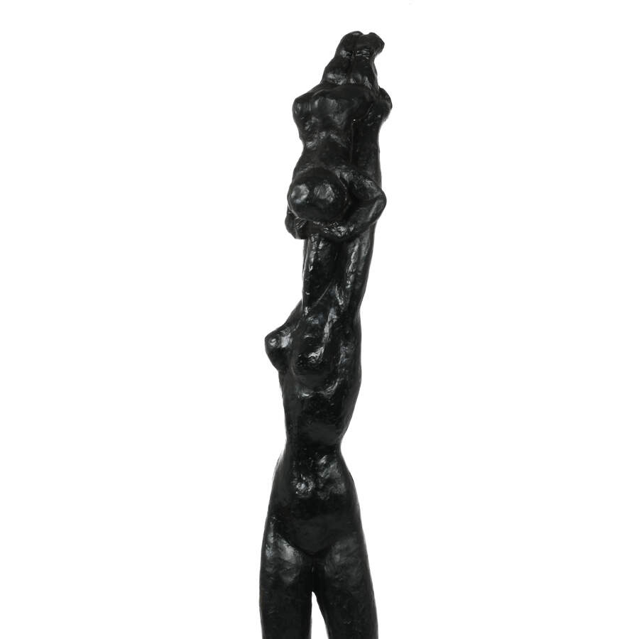 Tall Mother and Child Sculpture on Wood Base-7