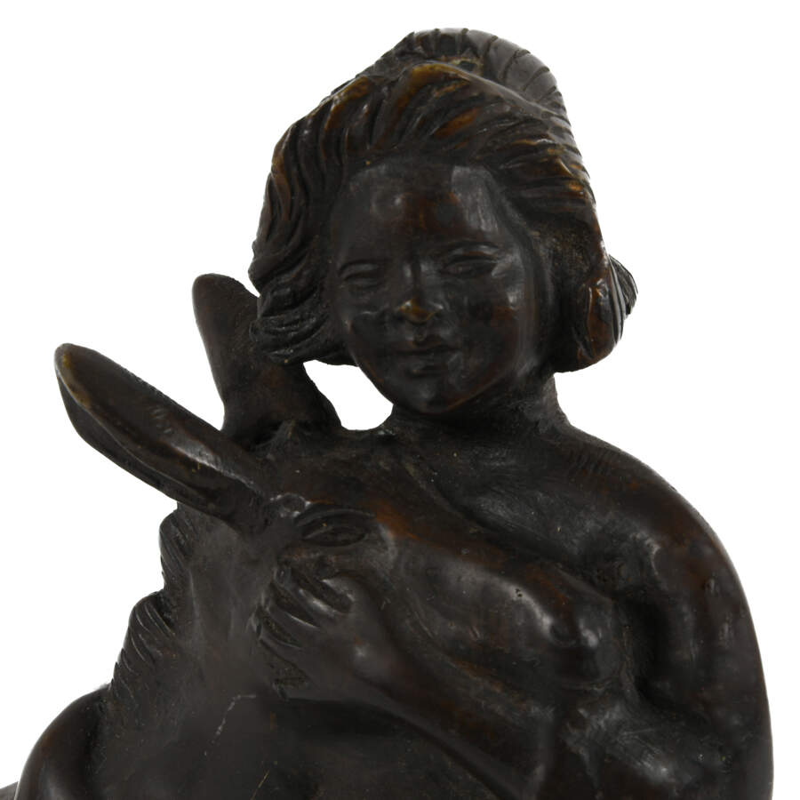 Giovanni De Martino Bronze Village Girl & Donkey-6