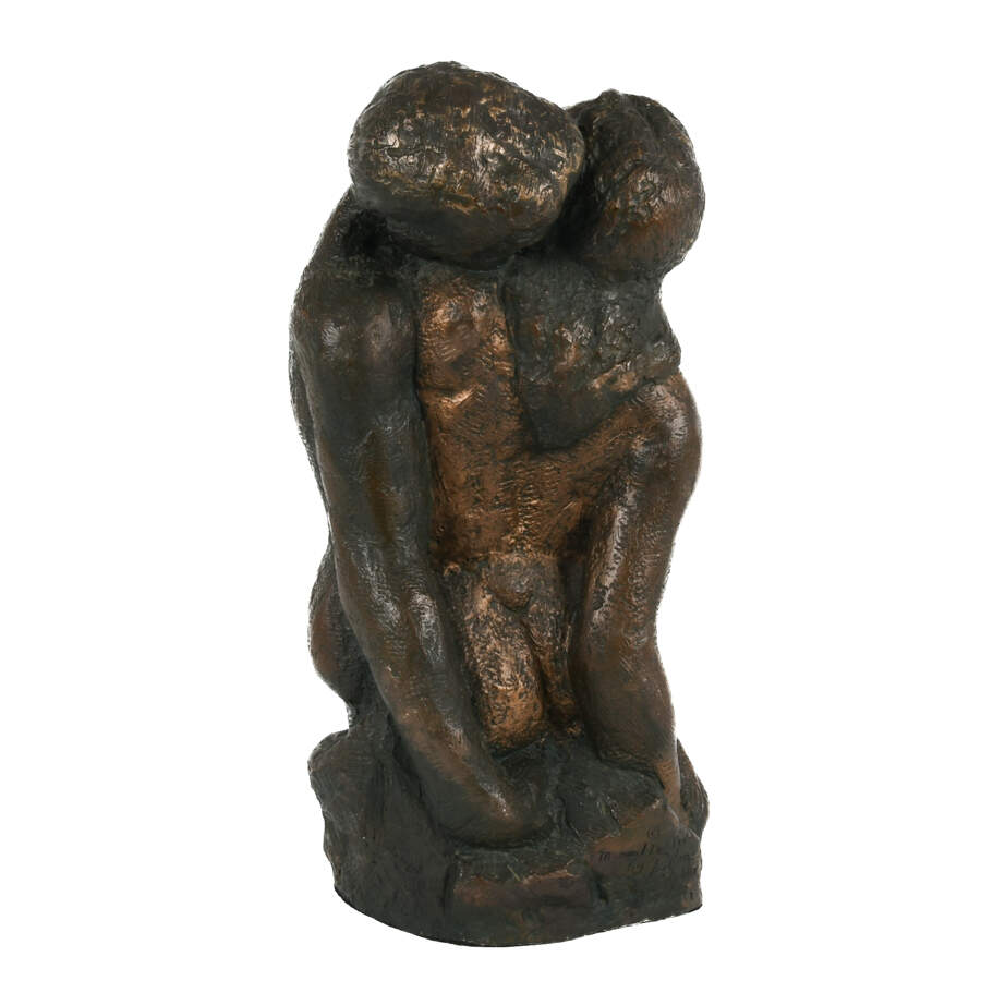Bust of an Intimate Man and Woman Embracing a Kiss-4