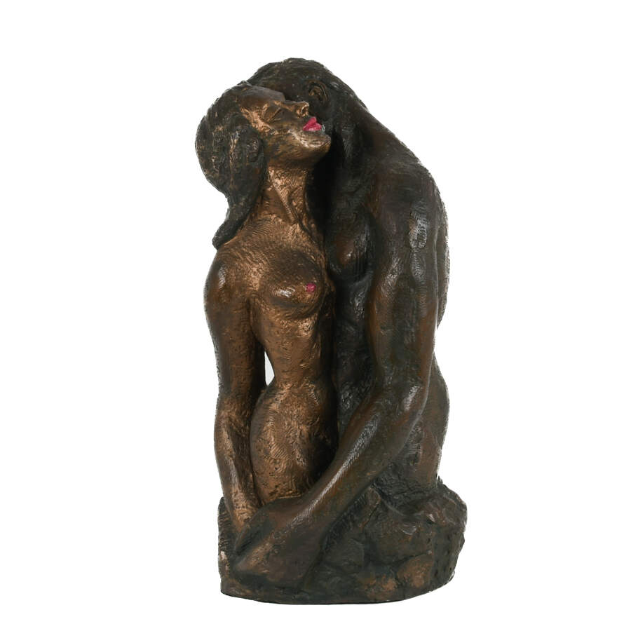 Bust of an Intimate Man and Woman Embracing a Kiss-1