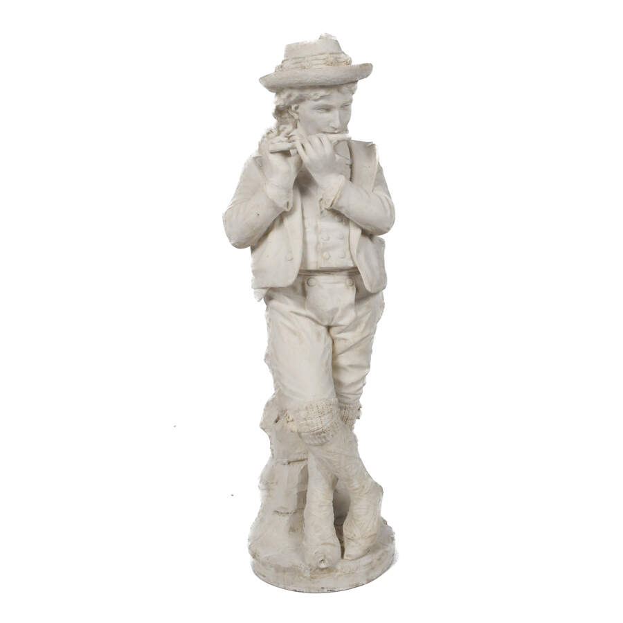Antique Marble Statue of a Boy Playing the Flute-1