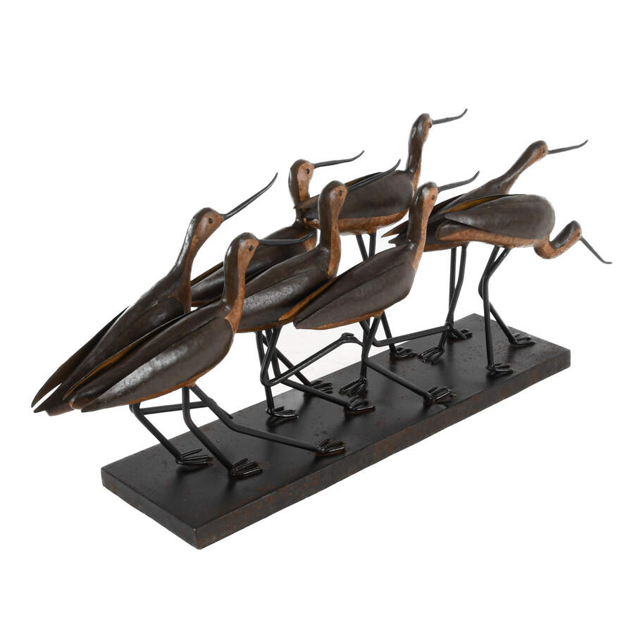 Bronzed Metal Curlew Bird Grouping Sculpture-4